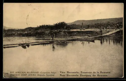 AK Brücke über den Ruwuwu nach Biaramulo, Deutsch-Ostafrika, Belgische Besetzung