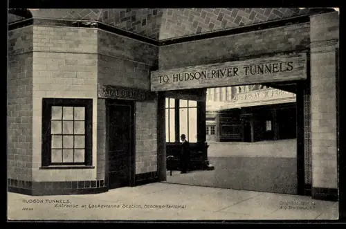 AK Hudson Tunnels, NY, Entrance at Lackawanna Station, Bahnhofeingang