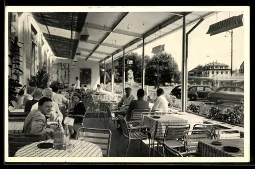 AK Basel, Hotel Jura am Bahnhofplatz, Terrasse
