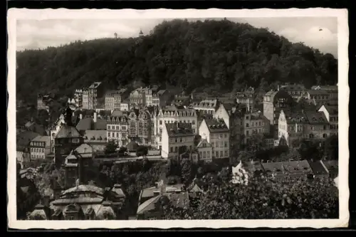 AK Karlsbad, Stadtturm mit Hirschsprungzeile