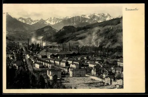 AK Donawitz, Ortsansicht mit Fabrik