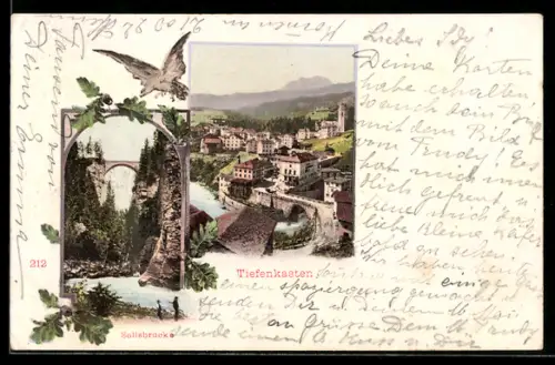 AK Tiefencastel, Ortsansicht mit Solisbrücke