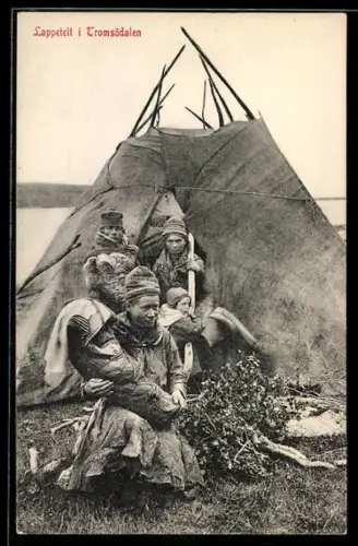 AK Lappetelt i Tromsödalen, lappische Familie vor ihrem Zelt