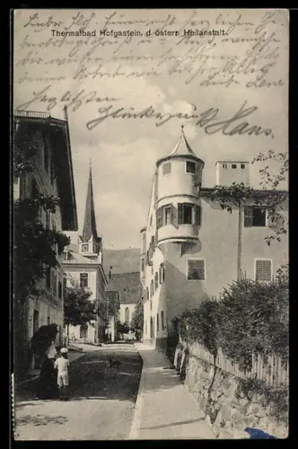 AK Hofgastein, Ortsteilansicht mit Thermalbad