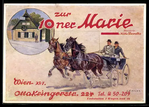 Künstler-AK Wien, Gasthaus Zur 10ner Marie, Ottakringerstrasse 22
