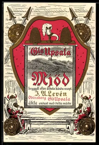 AK Upsala, Miöd, Wikinger mit Schild