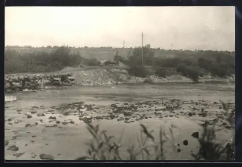 Foto-AK Kirchheim /Neckar, Wehrabbruch im Herbst 1927, unterspülte Gleise
