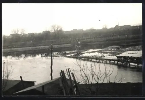 Foto-AK Kirchheim /Neckar, Wehrabbruch im Herbst 1927, Feldbahn mit Loren