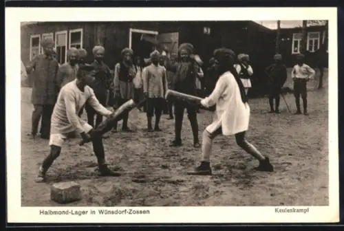 AK Wünsdorf-Zossen, Halbmond-Lager, Kriegsgefangene beim Keulenkampf