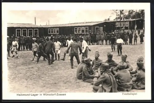 AK Wünsdorf-Zossen, Halbmond-Lager, Kriegsgefangene beim Fussballspiel