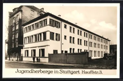 AK Stuttgart, Blick auf die Jugendherberge, Hauffstrasse 3