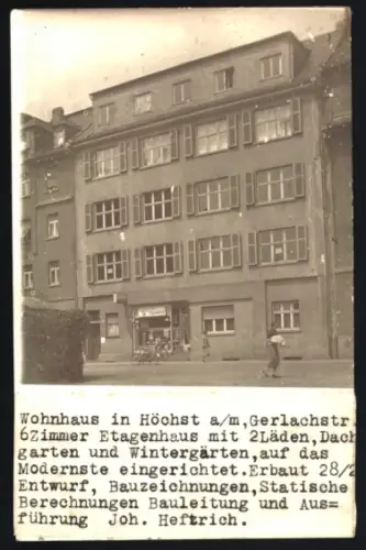 Foto-AK Frankfurt-Höchst, Wohnhaus in der Gerlachstrasse 30