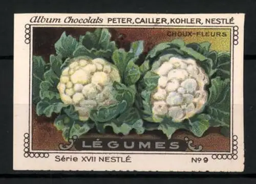Reklamemarke Album Chocolats Peter, Cailler, Kohler, Nestle, Légumes, Choux-Fleurs, Blumenkohl-Illustration