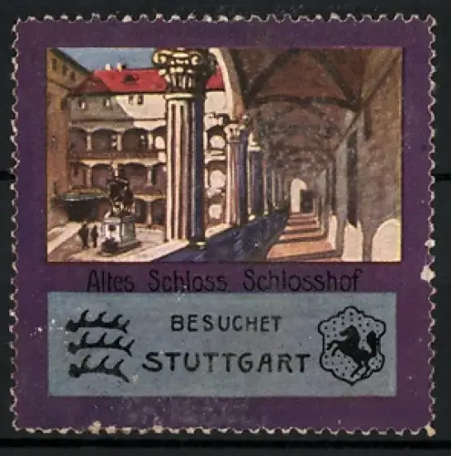 Reklamemarke Stuttgart, Altes Schloss Schlosshof, Architekturansicht