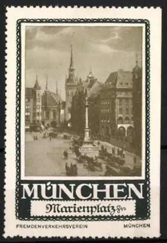 Reklamemarke München, Marienplatz, Mariensäule, Fremdenverkehrsverein