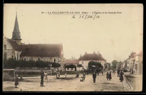 AK La Viillneuve-le-Roy, L`Eglise et la Grande Rue
