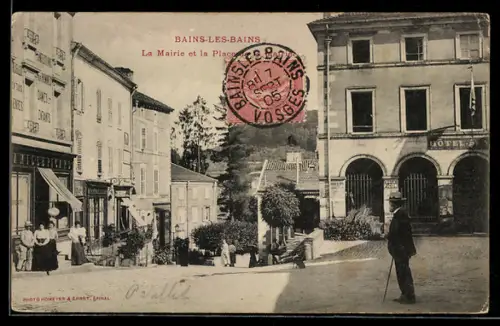 AK Bains-les-Bains, La Mairie et la Place de la Mairie