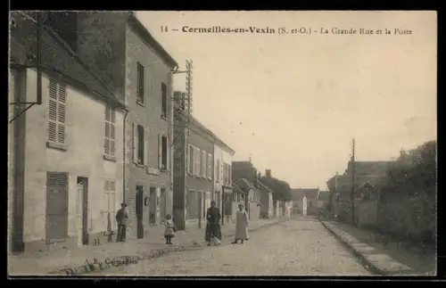 AK Cormeilles-en-Vexin /S.-et-O., La Grande Rue et la Poste