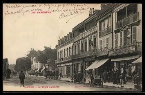AK Tarbes, Les Pyrénées, Le Cours Gambetta