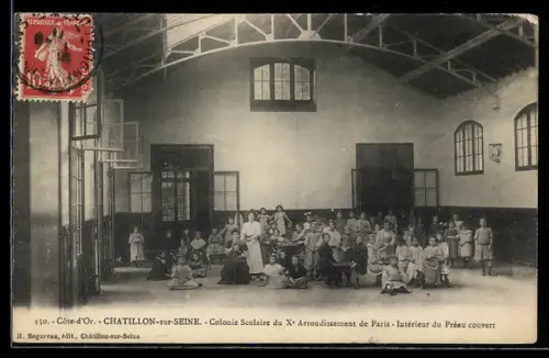 AK Chatillon-sur-Seine /Côte-d`Or, Colonie Scolaire du Xe Arrondissement de Paris, Intérieur du Préau couvert