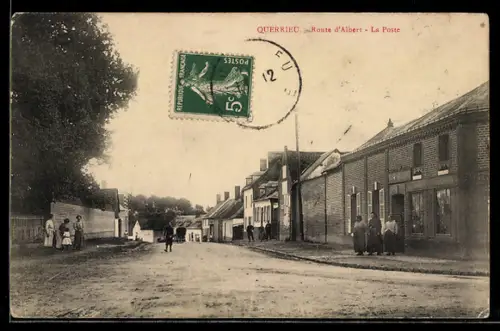 AK Querrieu, Route d`Albert, La Poste