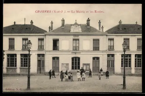 AK Crosnes /S.-et-O., La Mairie et le Écoles