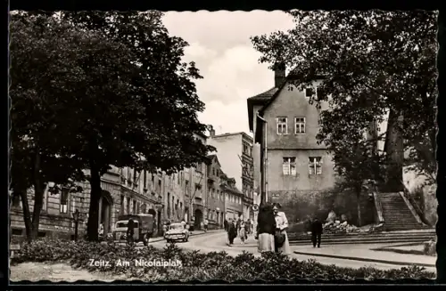 AK Zeitz, Strassenpartie am Nicolaiplatz