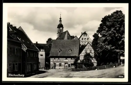 AK Wechselburg, Ortspartie mit Kirche
