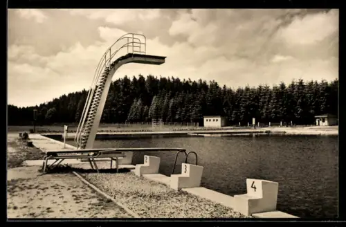AK Marienberg /Sa., Sommerbad mit Sprungturm