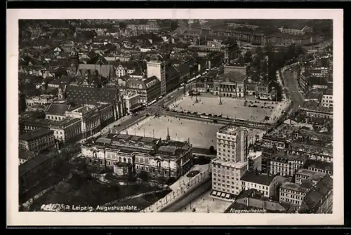 AK Leipzig, Augustplatz, Fliegeraufnahme