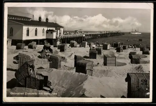 AK Ostseebad Zinnowitz, Blick zur Seebrücke
