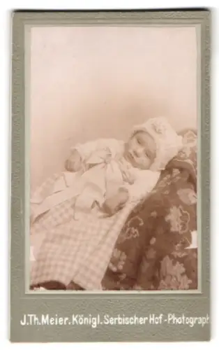 Fotografie J.Th. Meier, Eger, CDV eines schlafenden Babys