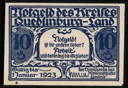 Notgeld Quedlinburg 1923, 10 Pf, Sparkasse, Blumenmuster