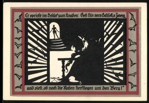 Notgeld Rossla am Kyffhäuser 1921, 25 Pf, Silhouettenbild und Denkmäler von Rossla