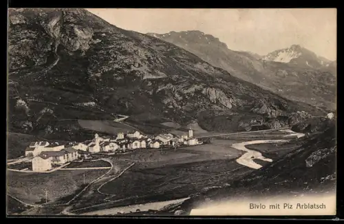 AK Bivio, Teilansicht mit Piz Arblatsch