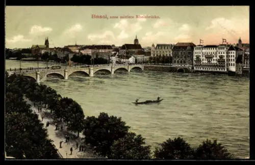 AK Basel, Neue mittlere Rheinbrücke