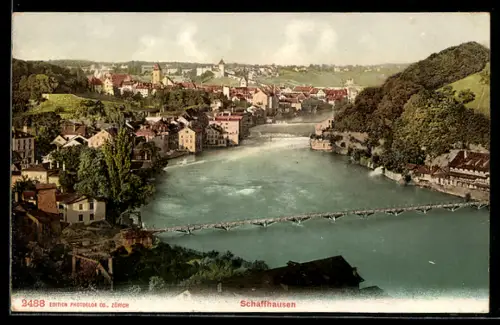 AK Schaffhausen, Teilansicht mit Brücke