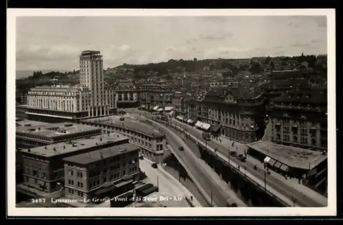 AK Lausanne, Le Grand-Pont et la Tour Bel-Air