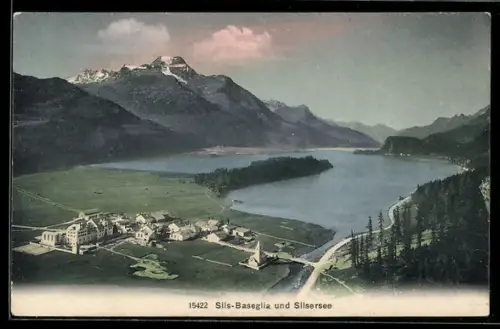 AK Sils, Sils-Baseglia, Ortsansicht mit Silsersee