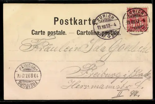 AK Basel, Alte Rheinbrücke mit Gross-Basel