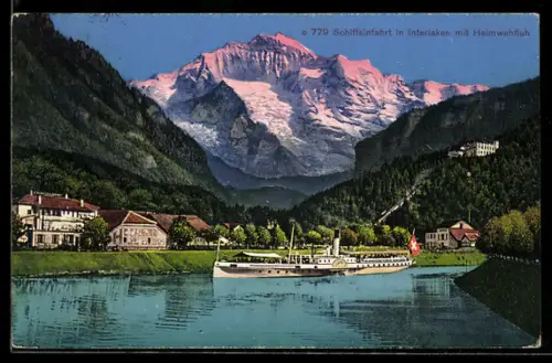 AK Interlaken, Schiffeinfahrt mit Heimwehfluh