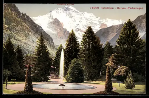 AK Interlaken, Kursaal-Parkanlagen mit Jungfrau