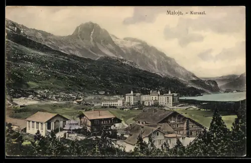 AK Maloja, Teilansicht mit Kursaal und Bergspitze