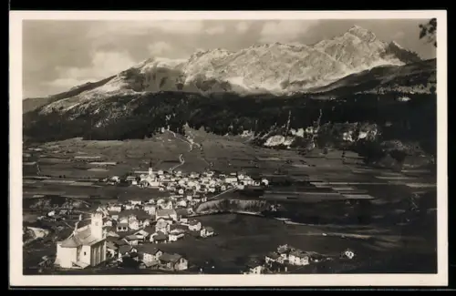 AK Savognin im Oberhalbstein, Gesamtansicht aus der Vogelschau
