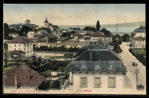 AK Arbon, Totalansicht mit Strasse und Wasserblick