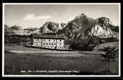 AK Unterwasser /Togg., Ski- und Ferienheim Seegüetli mit Gipfelpanorama