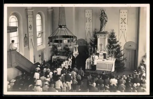 Foto-AK Crans-Montana, Gottesdienst in der Kirche