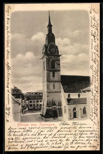 AK Zofingen, Ortspartie mit Kirchturm
