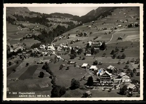 AK Amden /St. Gallen, Teilansicht, Fliegeraufnahme