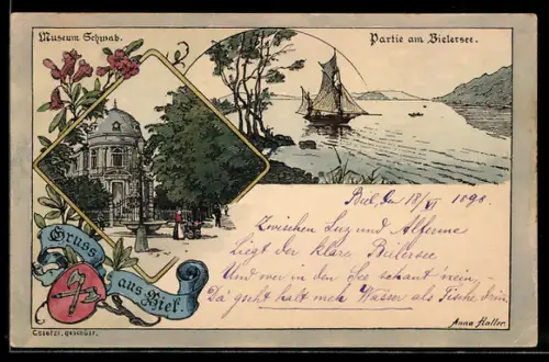 Lithographie Biel, Museum Schwab, Partie am Bielersee